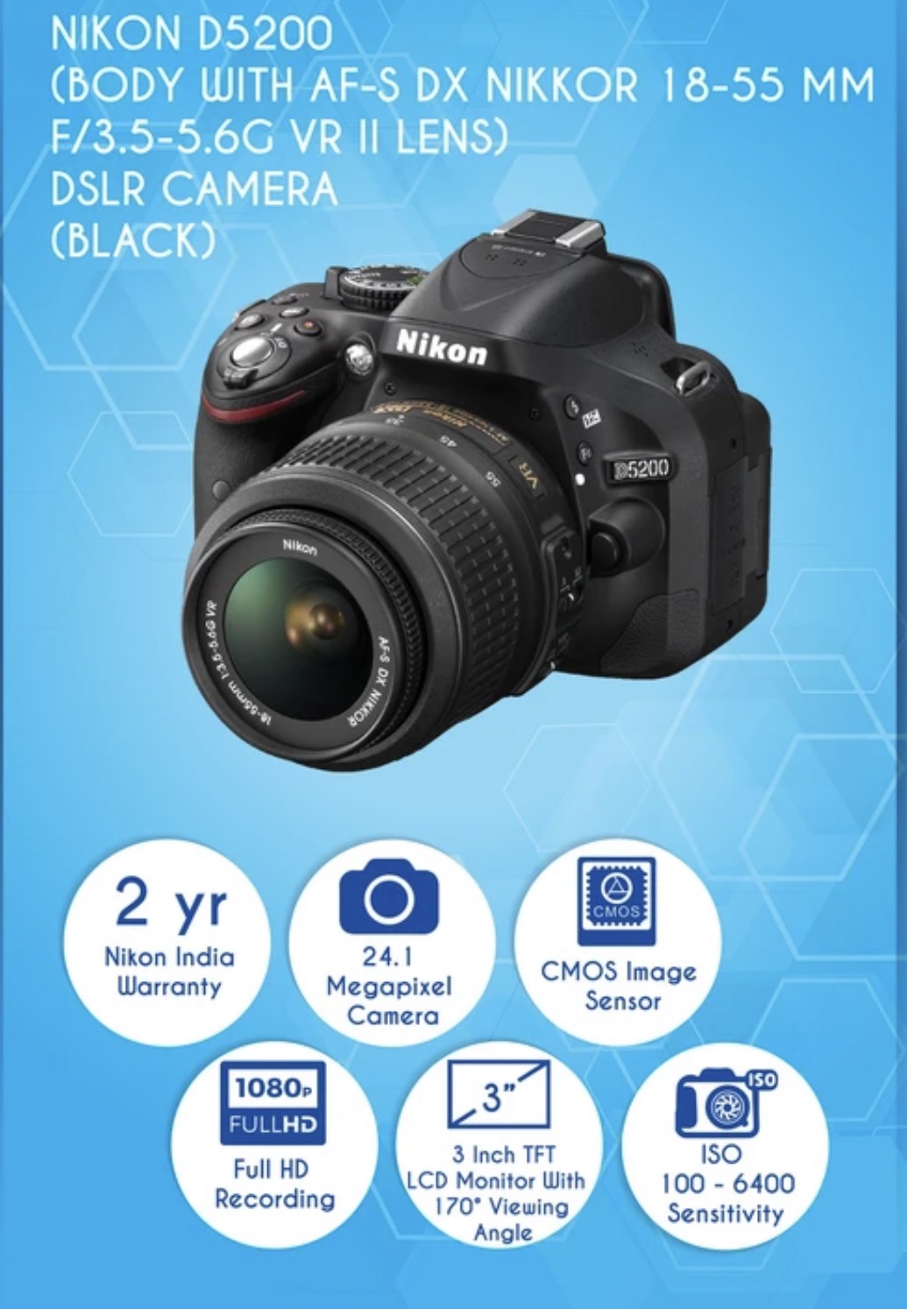 Nikon D5200 DSLR Camera with 18-55mm Lens | Pre-Owned