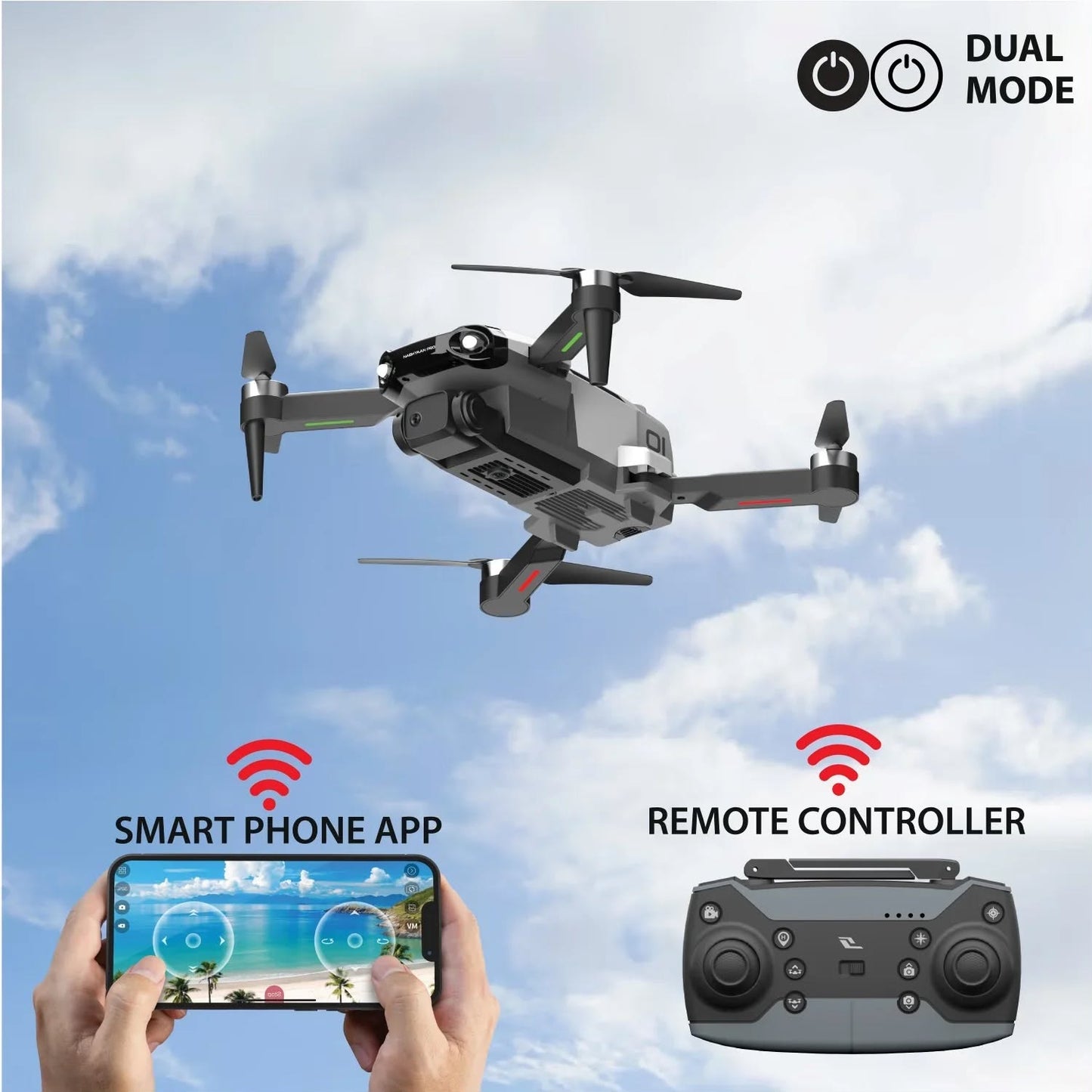 Nabhyaan PRO Drone with 4k Full HD Dual Camera, Range upto 4 km