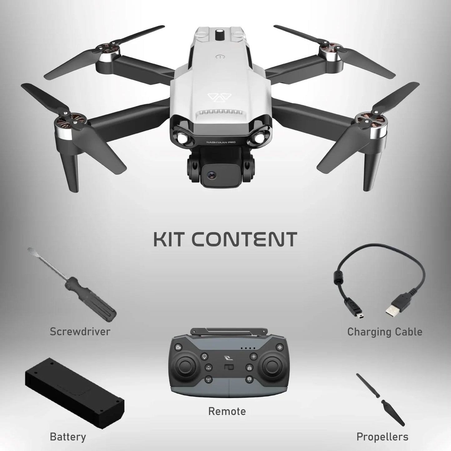 Nabhyaan PRO Drone with 4k Full HD Dual Camera, Range upto 4 km