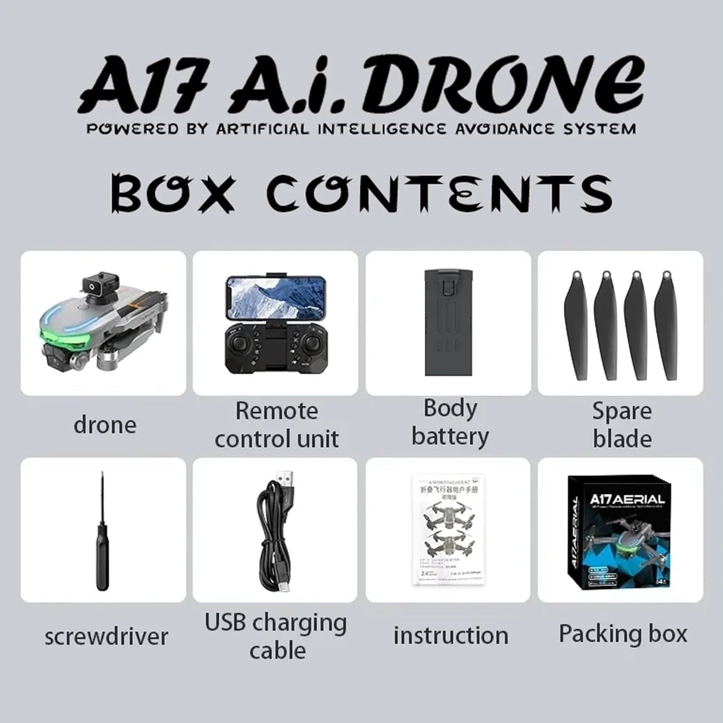 A17 4K Aerial Drone with AI Obstacle Avoidance and Triple Camera