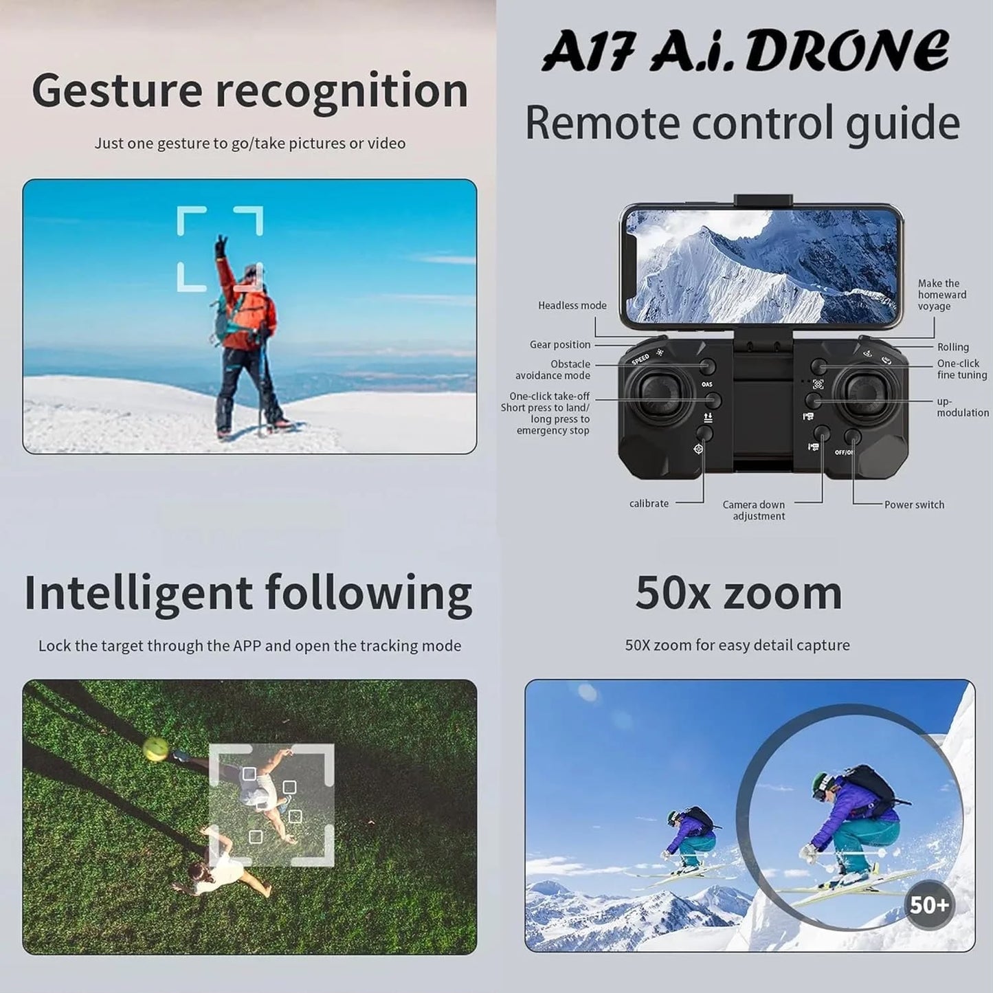 A17 4K Aerial Drone with AI Obstacle Avoidance and Triple Camera